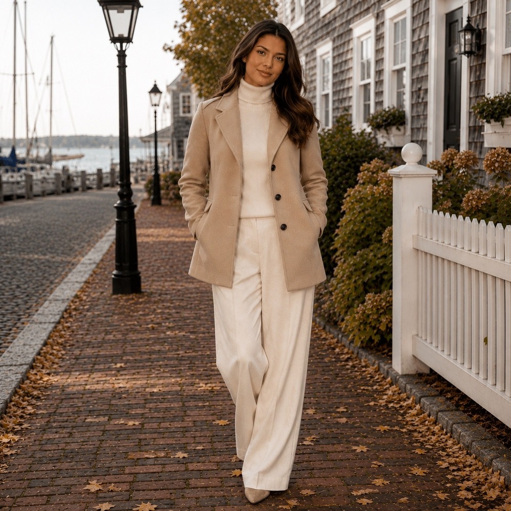 Zara Women's Tan Classic Manteco Wool Blend Button‎ Front Overcoat Size Medium